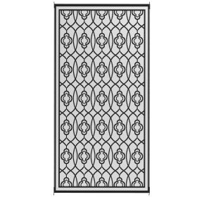 Reversible Outdoor Rug, Waterproof Plastic Straw with Carry Bag, 9' x 18', Black & Gray Lantern