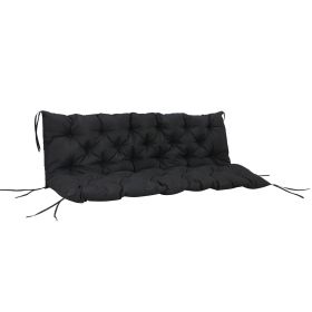 Outdoor Seat Pads 3 Seater Bench Swing Chair Replacement Cushions Backrest Black