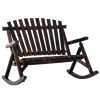 Classic Wooden High-Back Rocker, Carbonized for Garden Serenity & Relaxation, Durable Outdoor Furniture
