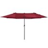 Extra Large 15ft Patio Umbrella, Double-Sided Outdoor Market Umbrella with Crank Handle for Deck, Lawn, Backyard and Pool, Wine Red