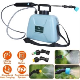 1Pc 1.3Gallon Electric Plant Sprayer Telescopic Rechargeable Garden Sprayer Automatic Handheld Sprayer With 3 Spray Spouts Shoulder Strap For Cleaning