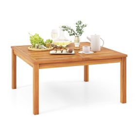 35.5 Inches Patio Solid Acacia Wood Coffee Table Side Table