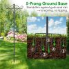 Fresh Fab Finds 2 Packs 91in Heavy Duty Double Shepherds Hook Bird Feeder Pole Garden Hanging Holder with 5 Adjustable Height 5 Prong Base for Bird Fe