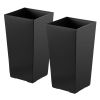 Tall Planters Set of 2, 22 Inch Large Outdoor Taper Planters for Outdoor Indoor Plants, Front Porch Plastic Modern Flower Pots with Casters