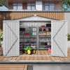 8X6 FT Metal Outdoor Garden Storage Shed, Tool Shed with Pitched Roof Waterproof with One Window and Two Lockable Door