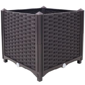 Deep Raised Garden Bed Plastic Planter Boxes for Vegetables Flowers Herbs and Succulents,Self-Watering Planter Box Raised Bed to Grow Flowers