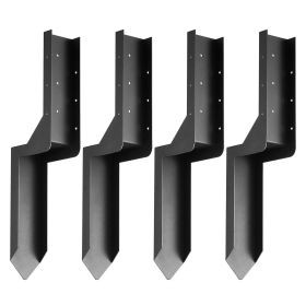 Fence Post Anchor Repair Kit, 4 Pack Inner Diameter 3.5 x3.5 Inches Heavy Duty Steel Fence Post Support Stakes, Anchor Ground Spike for Repair Tilted