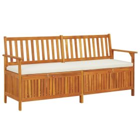 Outdoor Storage Bench with Cushion 66.9" Solid Wood Acacia