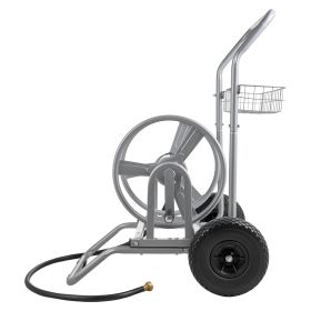 Water Hose Reel Cart, 200/300ft High-Pressure Garden Hose Cart, Hoses Reel Carts with Two Wheels, Handle & Heavy-Duty Mesh Storage Basket