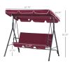 Outdoor Patio Swing Chair with Adjustable Tilt Canopy and Removable Cushion, Red
