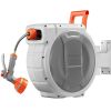 Retractable Garden Hose Reel, 1/2 Inch x 65 ft Wall Mounted Hose Reel, Heavy Duty Garden Hose Reel with 9 Patterns Nozzle, Any Length Lock