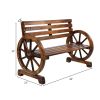 Replace 28138436Rustic 2-Person Wooden Wagon Wheel Bench with Slatted Seat and Backrest, Brown