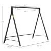 Metal Porch Swing Stand, Heavy Duty Swing Frame, Hanging Chair Stand, 660 LBS Weight Capacity, for Backyard, Patio, Lawn & Playground, Black