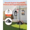 4-Hook Wild Bird Feeder Stand Pole, 92 Inch Bird Feeding Station Kit, 31/32 inch Diameter Bird House Hanging Hooks with Squirrel Guard Baffle