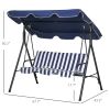 3-Seat Outdoor Patio Swing Chair with Cushion, Steel Frame Stand, Adjustable Tilt Canopy for Patio, Garden, Dark Blue