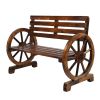 Replace 28138436Rustic 2-Person Wooden Wagon Wheel Bench with Slatted Seat and Backrest, Brown