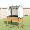 Raised Garden Bed with PE Greenhouse Cover Outdoor Planter Box for Herbs and Vegetables, 35 x 22 x 47 inch, Sand