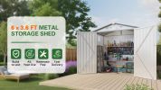 6X3.6FT Metal Storage Shed,Tool Shed with Peaked Roof Waterproof with Clear Window and Lockable Door Compact Tool Shed for Garden, Backyard,Patio