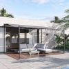 13' x 10' Outdoor Pergola Gazebo, Steel Patio Canopy with Weather-Resistant Fabric and Drainage Holes, Gray
