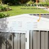 Outdoor garden shed, metal shed, tool room, warm gray