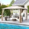 12 x 10 Feet Outdoor Patio Gazebo with Netting and 2-Tier Canopy Roof