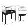 Elevated Garden Box with Greenhouse Cover, Raised Garden Bed with Legs and Drainage Hole for Vegetables, Black