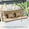 4-Piece Back and Seat Cushion Pillows Replacement and Pillows, Patio Chair Cushions Set with Ties, khaki