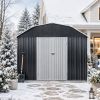 10 ft x 12 ft Outdoor Metal Storage Shed with Arch Roof with Lockable Doors for Backyard Garden Patio Lawn, Black