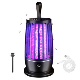 1Pc Rechargeable Mosquito Killer Lamp Bug Zapper With Night Light Strap Mosquito Catcher With Max 1615Square Feet Range UV Light For Indoor Outdo (Option: Black)