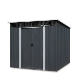 6' x 8' Galvanized Metal Pent Shed w/Skylight, 29 GA Corrugated Metal, 80" Peak Ceiling, TMG-MS0608P (Material: Normal Package)