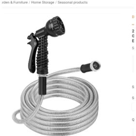 25FT-50FT Options -- 1Pc Heavy Duty Stainless Steel Garden Hose Garden Watering Kit Metal Water Hose With 2 Nozzles 12 Patterns Flexible Extendable Ki (size: 25 FT)