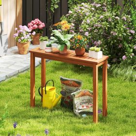 Wooden Plant Stand Outdoor Indoor Solid Wood Flower Pot Holder Display Shelf (Color: Brown, size: M)