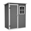 4.6x2.4 FT Resin Outdoor Storage Shed with Hydraulic Lid & Ramp Lockable Horizontal Storage Cabinet for Garden Tools Firewood Outdoor Supplies and Pet