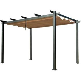 Outdoor Retractable Pergola with Weather-Resistant Sun Shade Canopy, Aluminum Pergola Gazebo for Patio, Backyard, Deck (Color: as Pic)