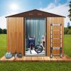 8ft x 6ft Outdoor Metal Storage Shed with Metal foundation,Coffee(W540S00014)(Upgraded version:W540S00079)