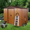 8ft x 6ft Outdoor Metal Storage Shed with Metal foundation,Coffee(W540S00014)(Upgraded version:W540S00079)