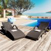 80'' Outdoor Wicker Chaise Lounge Chairs Set of 2