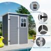 4.6x2.4 FT Resin Outdoor Storage Shed with Hydraulic Lid & Ramp Lockable Horizontal Storage Cabinet for Garden Tools Firewood Outdoor Supplies and Pet