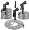 25FT-50FT Options -- 1Pc Heavy Duty Stainless Steel Garden Hose Garden Watering Kit Metal Water Hose With 2 Nozzles 12 Patterns Flexible Extendable Ki