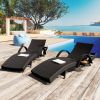 80'' Outdoor Wicker Chaise Lounge Chairs Set of 2