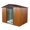 8ft x 6ft Outdoor Metal Storage Shed with Metal foundation,Coffee(W540S00014)(Upgraded version:W540S00079)